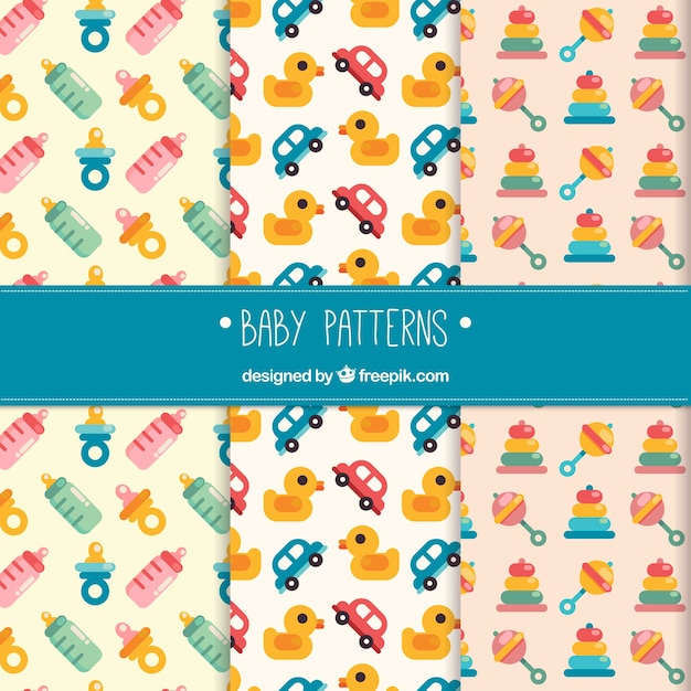 Free vector set of flat baby patterns