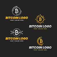 Vettore gratuito set di modelli di logo bitcoin piatto