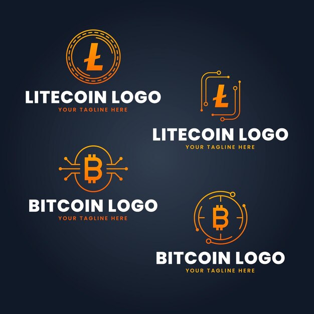 Набор плоских шаблонов логотипа bitcoin
