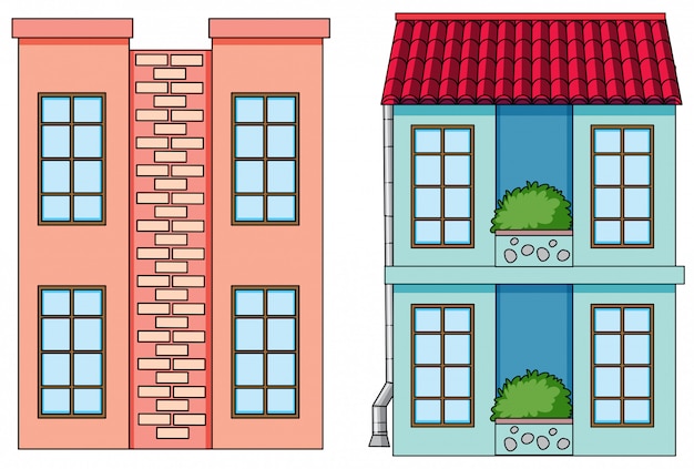 Free vector set of flat building