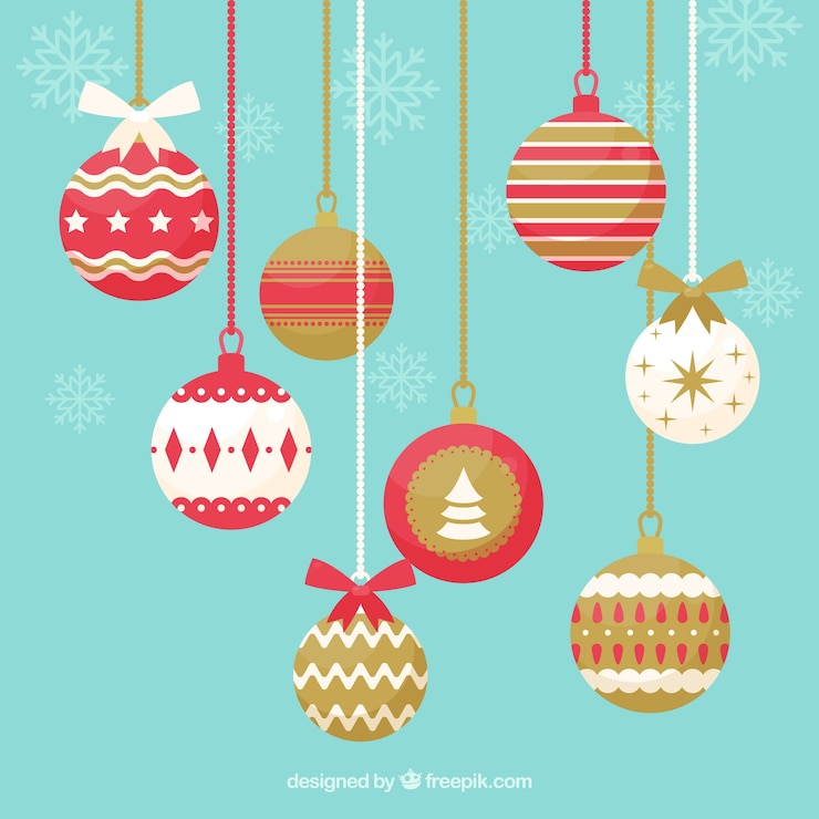 無料Vector フラットクリスマスボールのセット