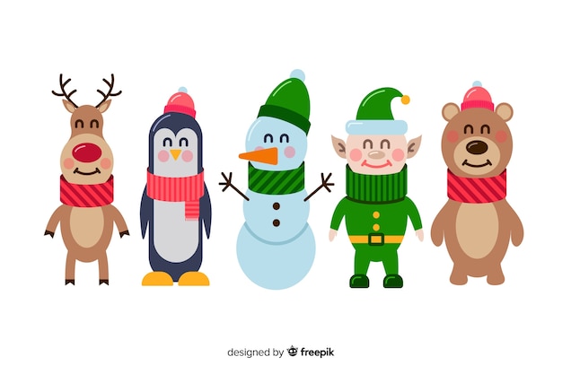 Set of flat christmas characters