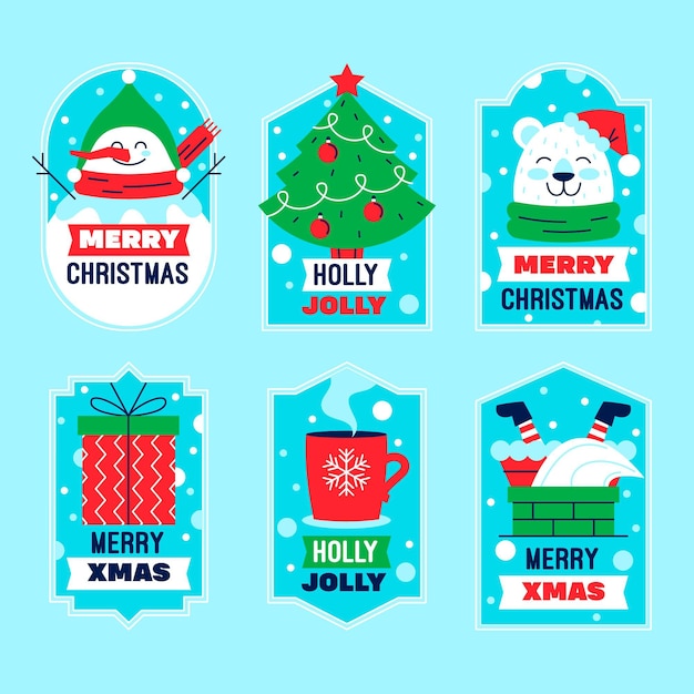 Set of flat christmas labels