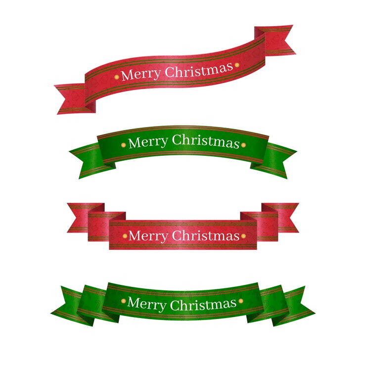 無料Vector フラットクリスマスリボンのセット