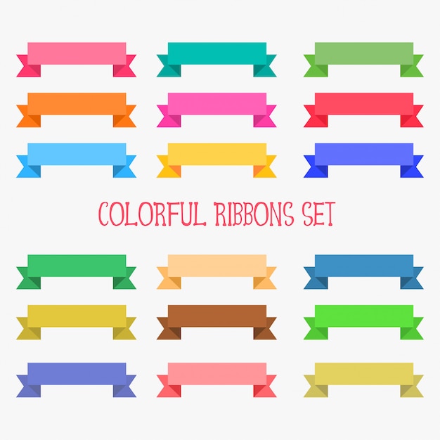 set of flat colorful ribbons