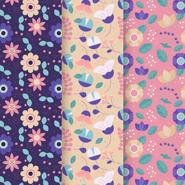 Set of flat colorful spring patterns