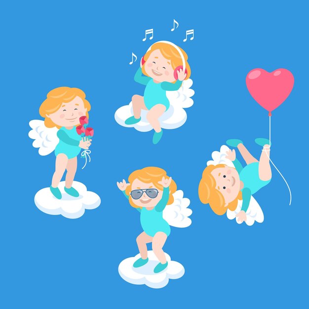 Set of flat cupid character