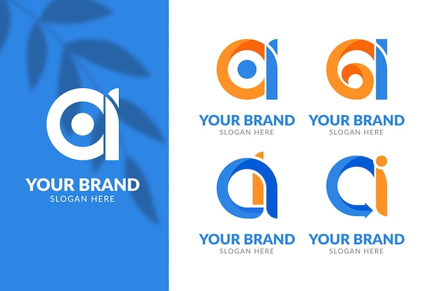 Free vector set of flat design ai logo template