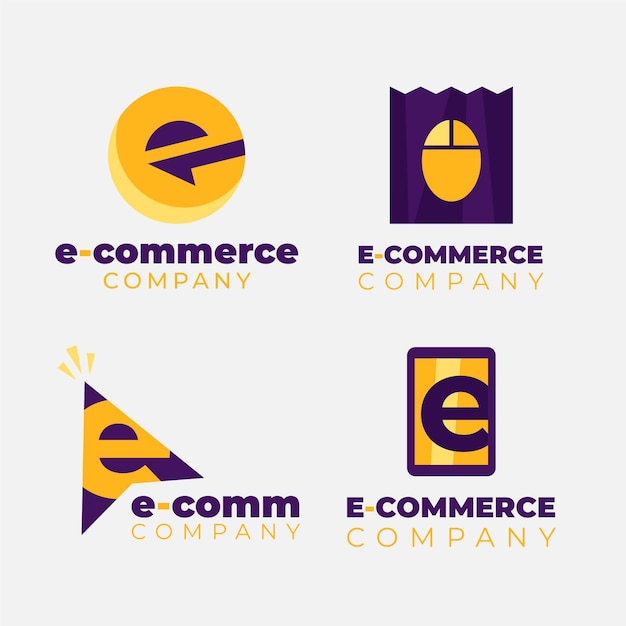 Free vector set of flat design e-commerce logos