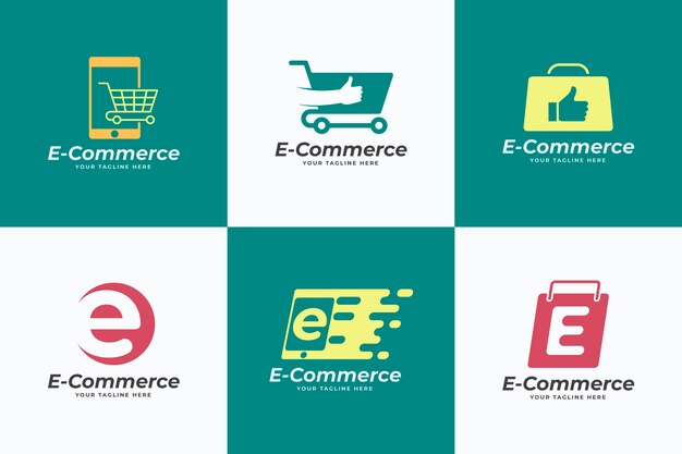 Set of flat design e-commerce logos