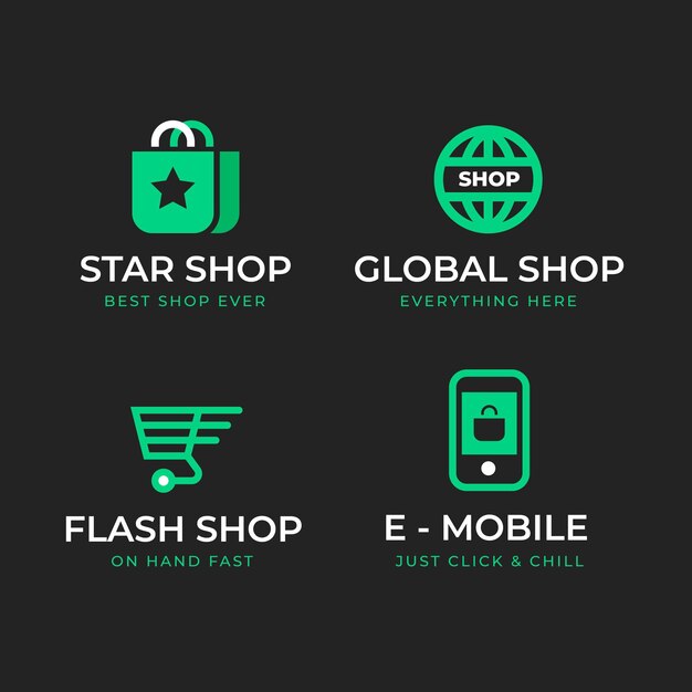 Set of flat design e-commerce logos