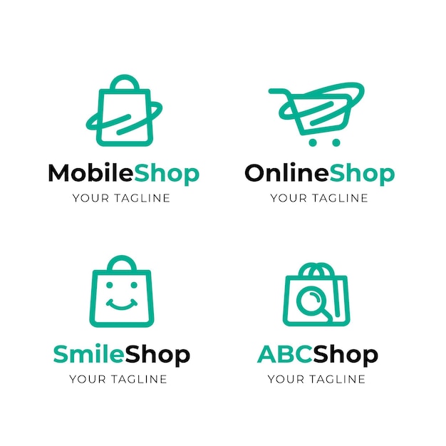 Set of flat design e-commerce logos