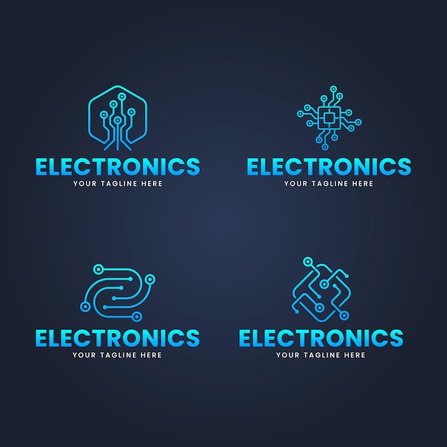 Free vector set of flat design electronics logo templates