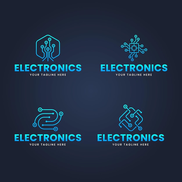 Набор плоских шаблонов логотипов электроники