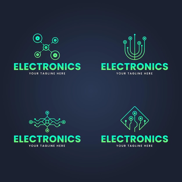 Set of flat design electronics logo templates