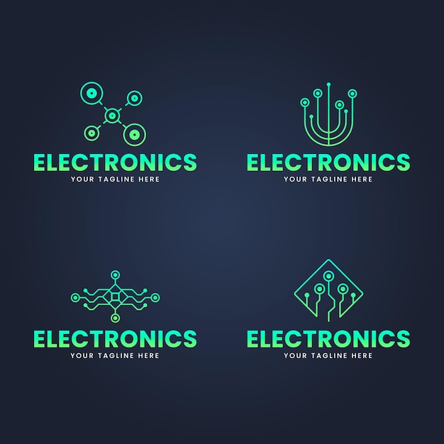 Set of flat design electronics logo templates