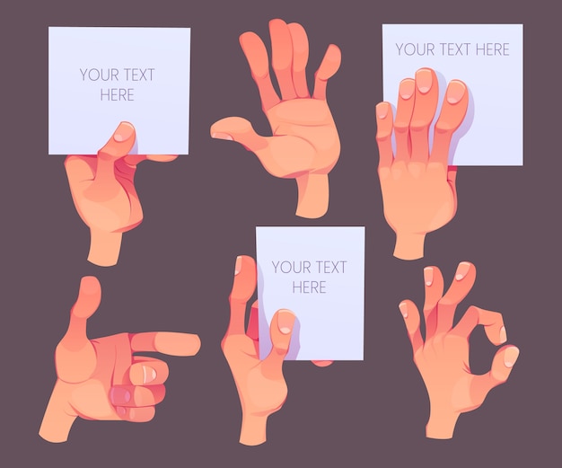Free Vector set of flat design hands expression