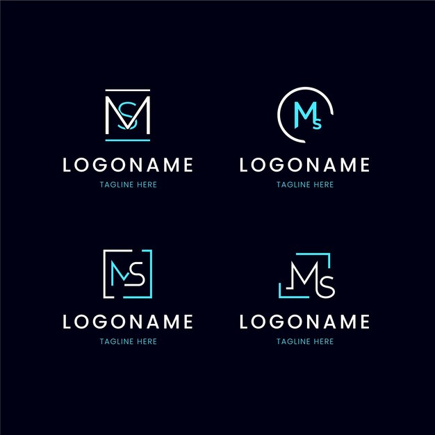 Набор плоских шаблонов логотипов ms