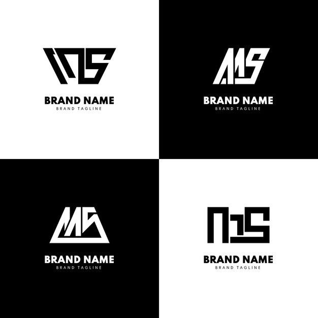 Set of flat design ms logo templates