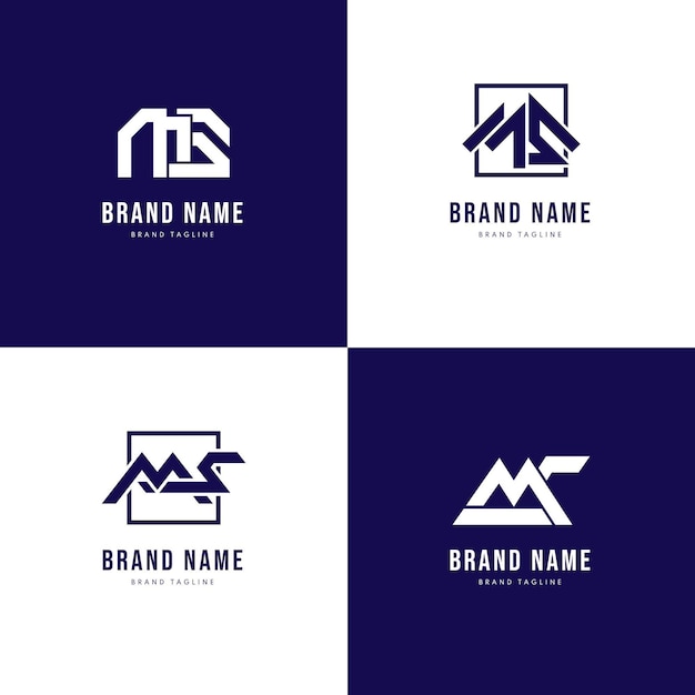 Free vector set of flat design ms logo templates