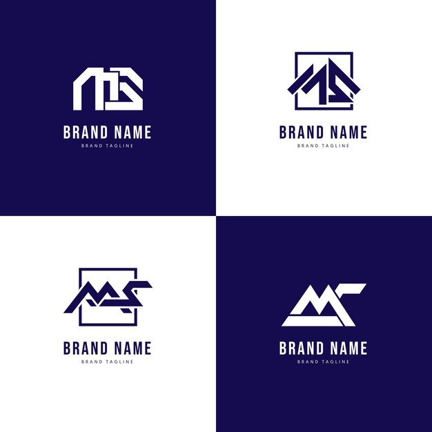 Set of flat design ms logo templates
