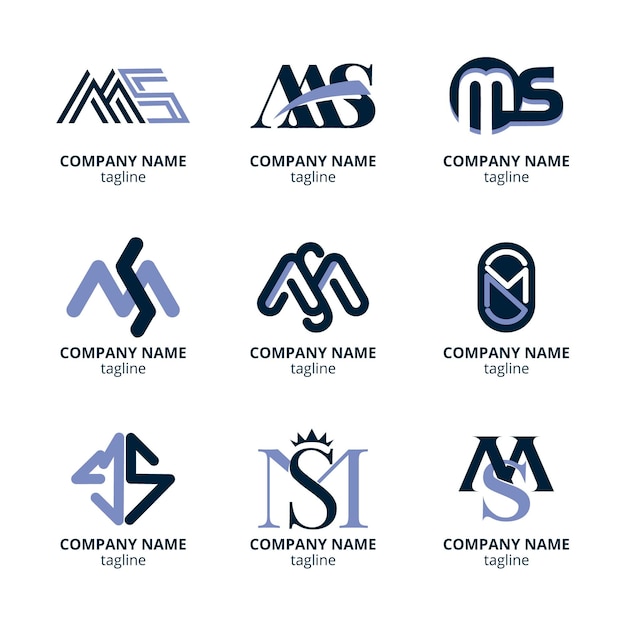 Free vector set of flat design ms logo templates