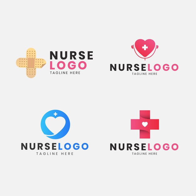 Set of flat design nurse logo