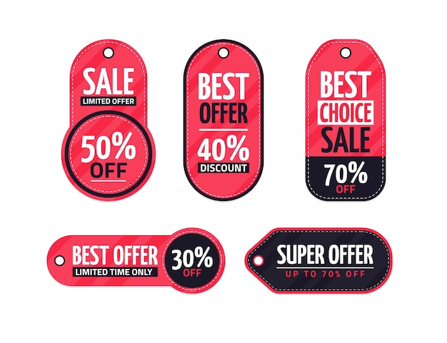 Free vector set of flat design sales tags