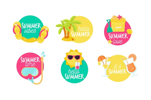Set of flat design summertime labels