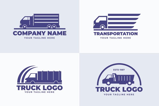 Set of flat design truck logos