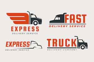 Free vector set of flat design truck logos