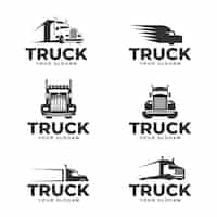 Free vector set of flat design truck logos