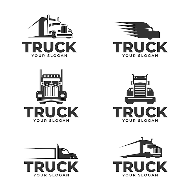 Set of flat design truck logos