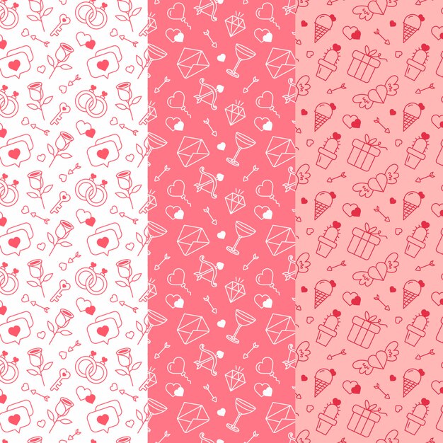 Set of flat design valentine's day pattern