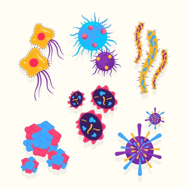 Set of flat design viruses