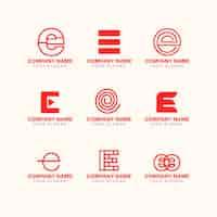 Free vector set of flat e logo templates