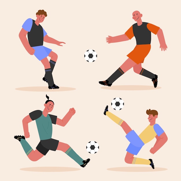 Free vector set of flat football players