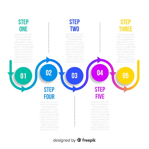 Set of flat infographic steps