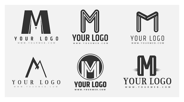 Набор плоских шаблонов логотипа m