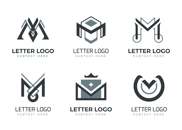 Set of flat m logo templates
