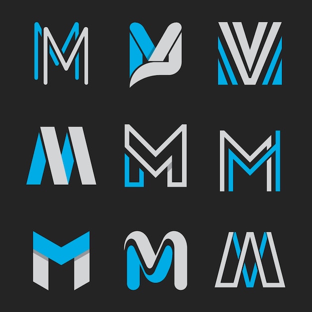 Set of flat m logo templates