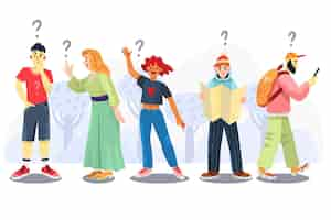 Free vector set of flat people asking questions