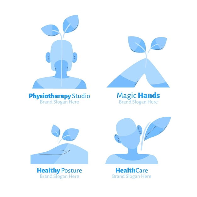 Free vector set of flat physiotherapy logo templates