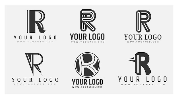 Set of flat r logo templates