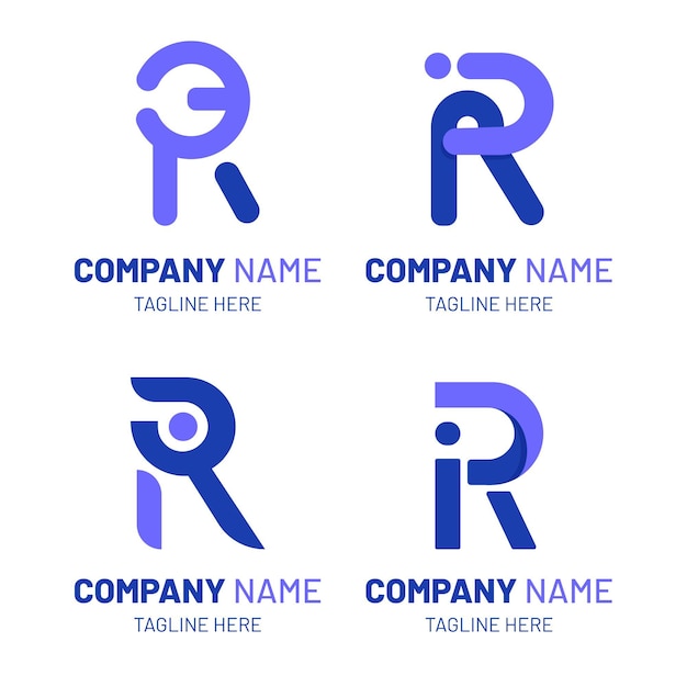 Free vector set of flat r logo templates