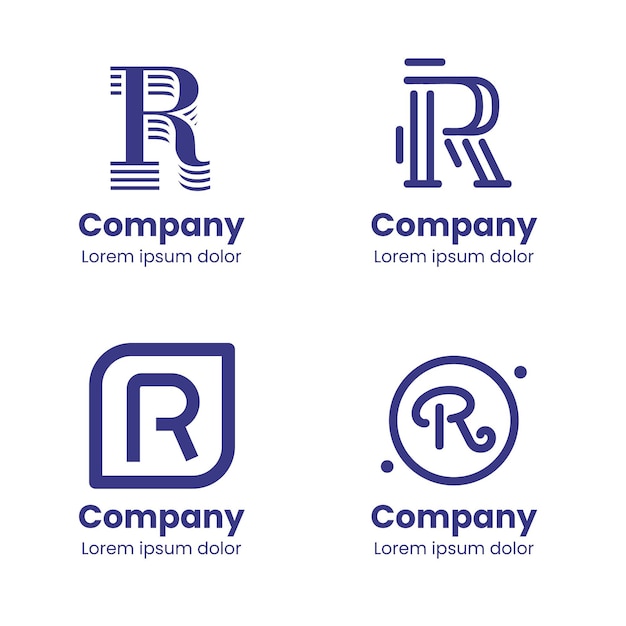 Free vector set of flat r logo templates