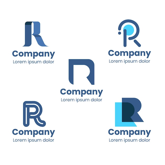 Free vector set of flat r logo templates