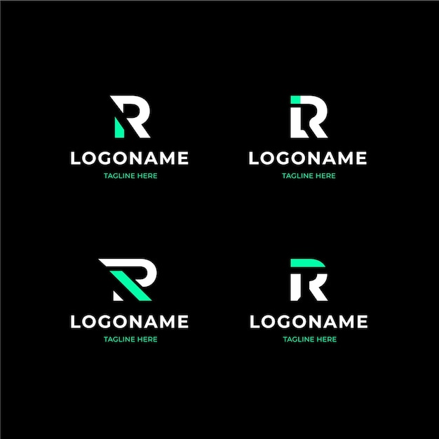 Free vector set of flat r logo templates