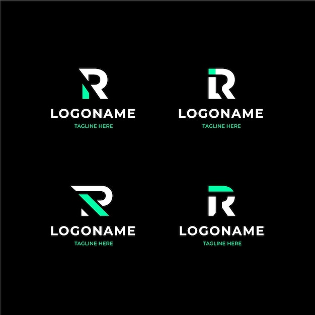 Set of flat r logo templates