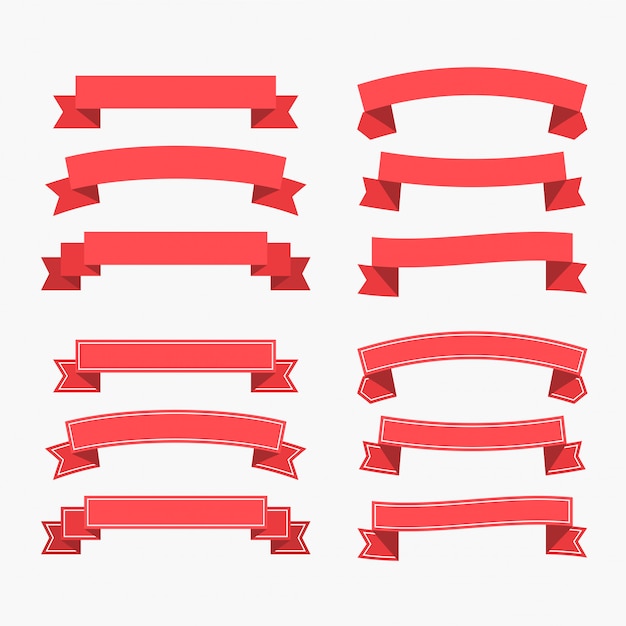 Free vector set of flat red ribbons